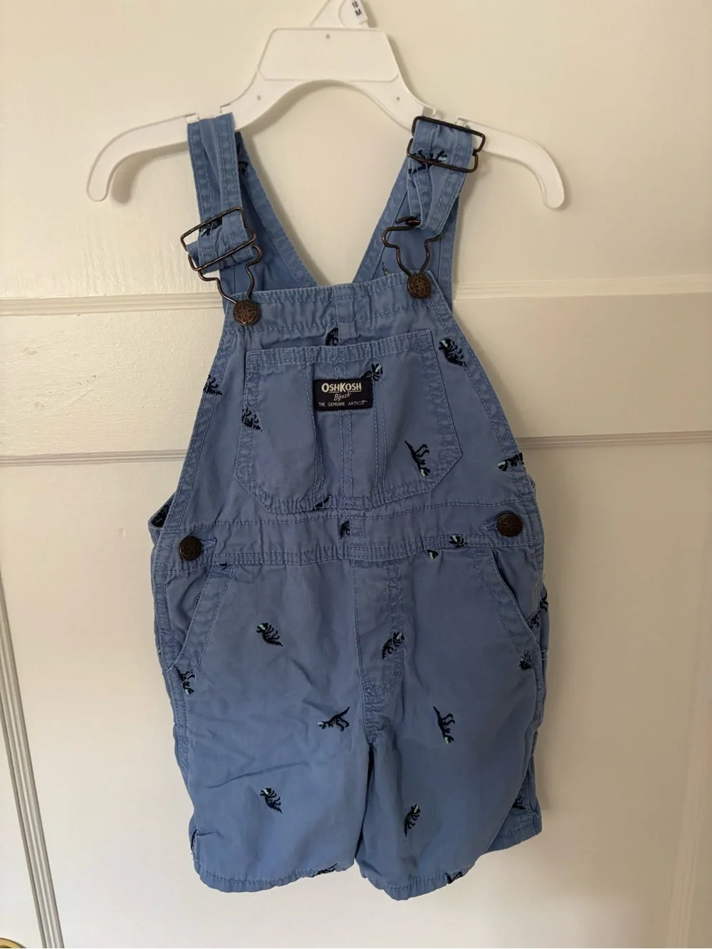 OshKosh B'gosh Light Blue Dino Short Overalls